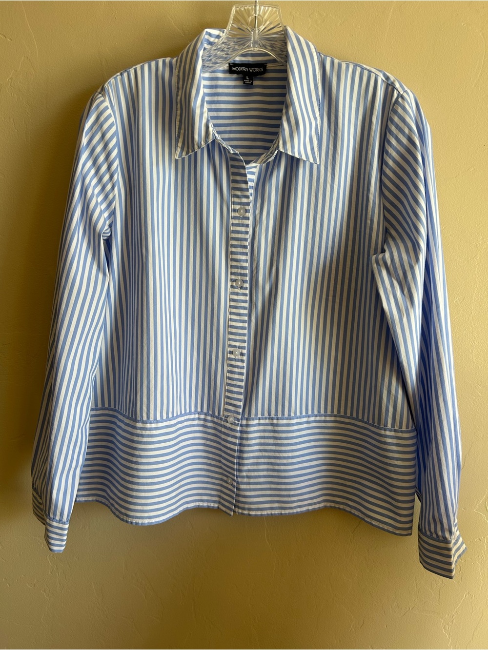 Modern Works Size L Striped Cotton Blend Shirt